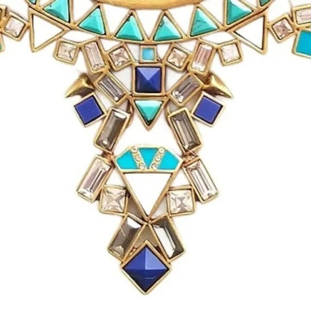 Stella & Dot Mosaic Stone Tile Statement Necklace Blue - Picture 10 of 11